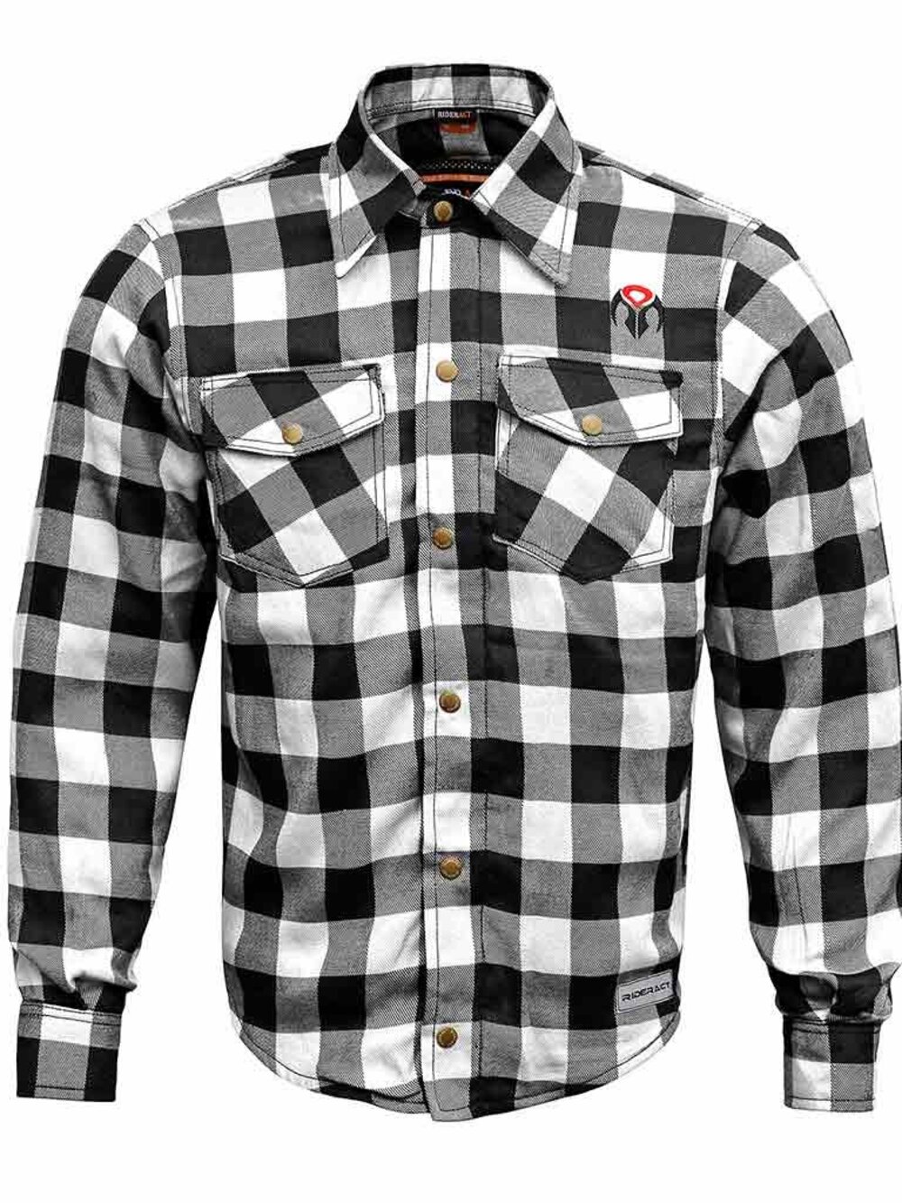RIDERACT Motorcycle Shirt Men’s Black White Protective Riding Gear Road Series
